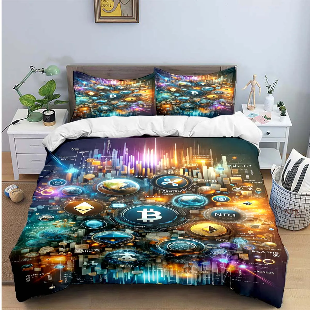 Exquisite 3D Bitcoin BCT Printed Bedding Sets Exquisite Set Duvet Cover Bed Comforter Set Bedding Set Luxury Birthday Gift