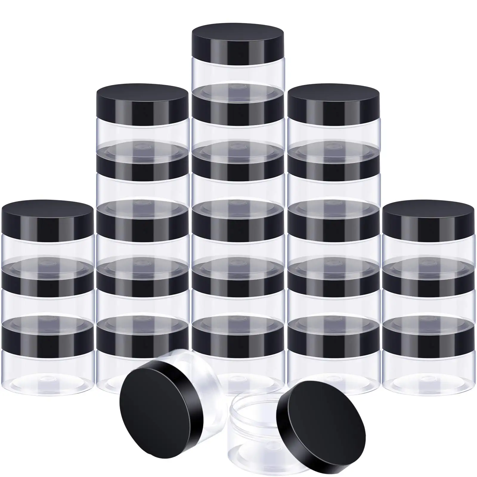 6/12/24 Pieces Empty Clear Plastic Jars with Lids Round Storage Containers Wide-Mouth for Beauty Product Cosmetic Cream Lotion