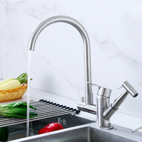 Kitchen Sink Faucet Single Hole Rotatable With Pull Out Spray Gun Faucet Multifunction Stainless Steel Pressurize Hot Cold Tap
