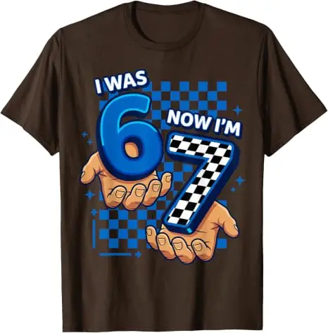 Ich war 6, jetzt bin ich 7. 7. Geburtstag 6 7 Geburtstag Jungen T-Shirt Y2k Mode 67 Six Seven Grafik-Bekleidung Rennsportliebhaber Weiches Baumwoll-T-Shirt – Detail 10
