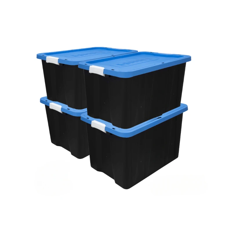 

27 Gallon Heavy Duty Latching Plastic Storage Bin Container, Black, Set of 4,Strong and Durable,28.90 X 20.50 X 16.50 Inches