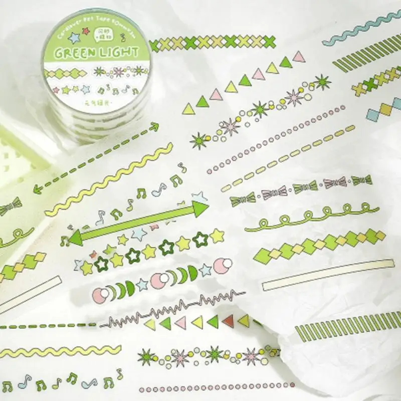 

User Friendly Clear Decorative Tape Various Aesthetic Sticker PET Texture for Diaries Planners Kids Art Activity 896C