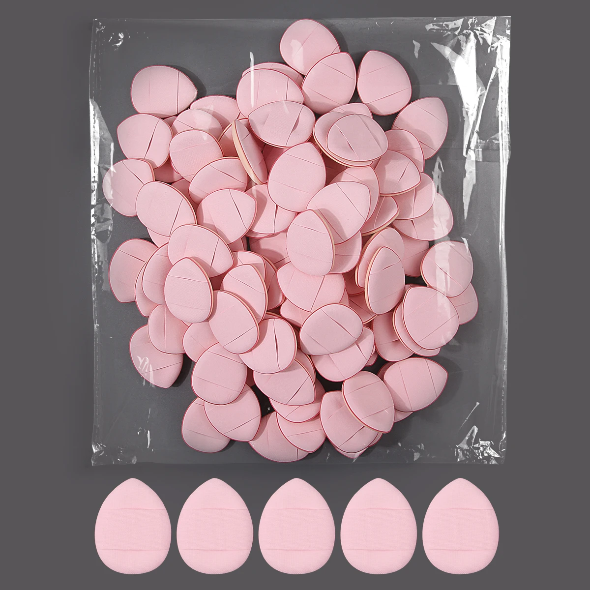 100 Stück rosa weiche Mini-Daumen-Make-up-Puderquaste, Set-Make-up, Concealer, Kissen-Fingerspitzen-Puderquaste, spezielles Gesichts-Make-up-Werkzeug