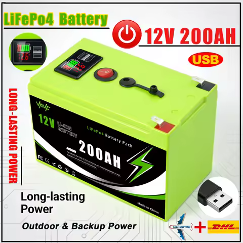 🚖12v Lithium Battery 200AH LiFePO4 Battery with Smart BMS-Ideal for Solar Power, RV, Marine&amp;Off-Grid Home Energy Storage🚡