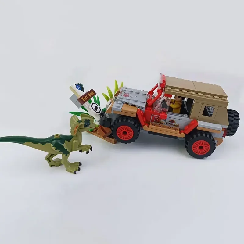 Seria filmów klocki do budowania dinozaurów Dilophosaurus VS tyranozaur Rex modele zabawki dla dzieci prezent dla dzieci