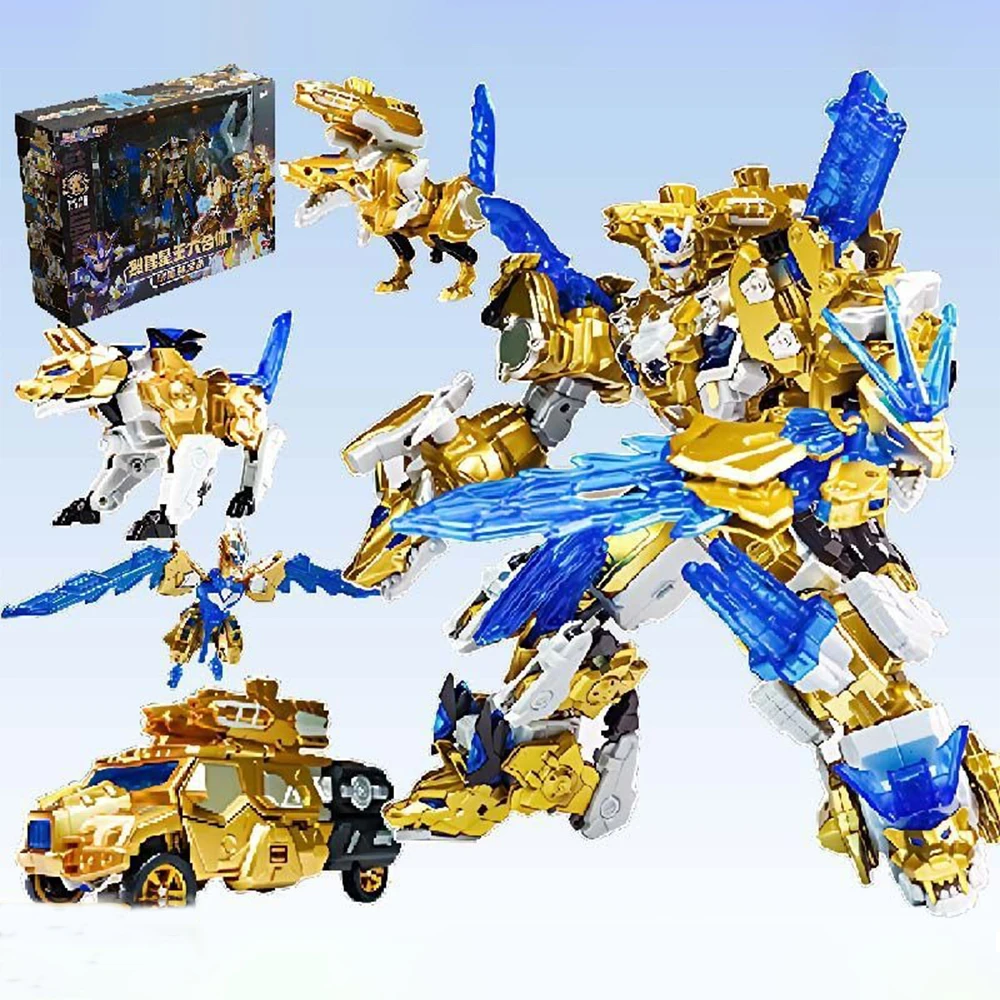 

New Glory Alliance 5 Gold Transforming Robot Shapeshifting League Toys The War of Fierce Beasts Combined Deformed Vehicle Figure