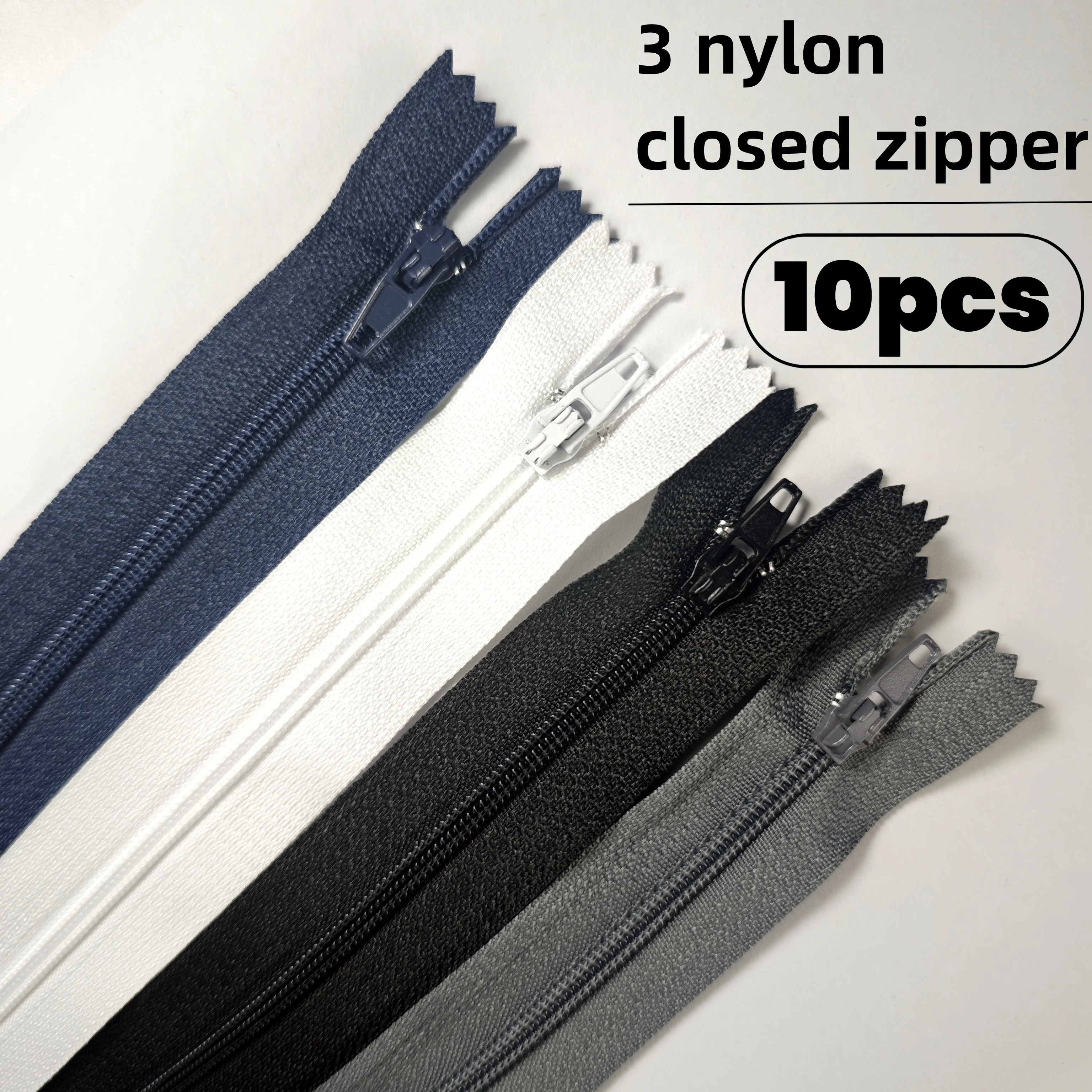 Sewing Front Zipper - 10 ชิ้น # ซิปไนลอนแบบปิด 3 ชิ้น