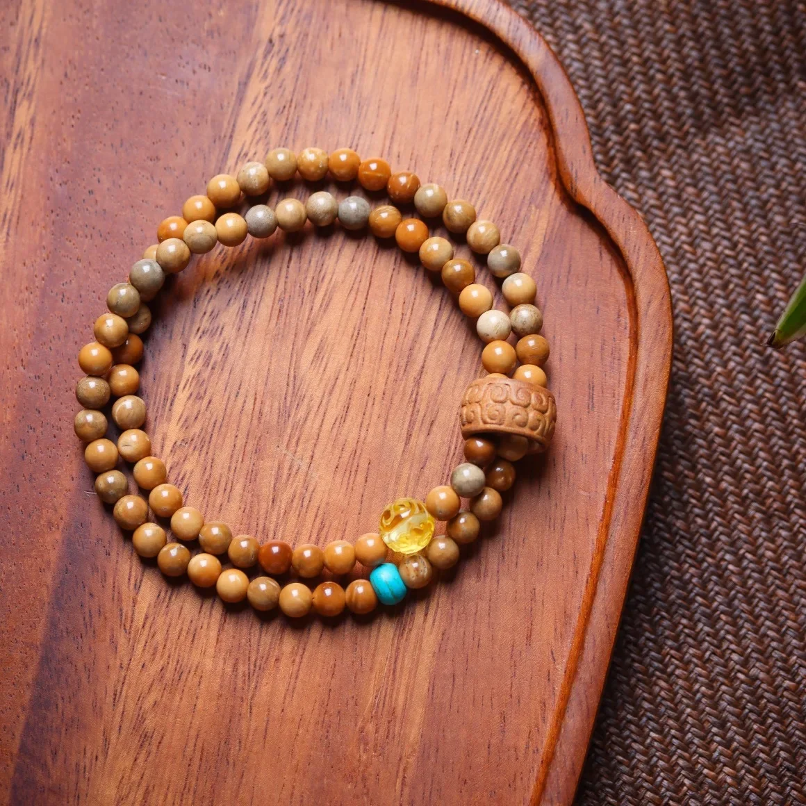 Boutique Cook Demon Flower Bracelet Loulan Jewelry Bodhi Buddha Bead Double Circle Good Lucky Hand String with Turquoise Beeswax
