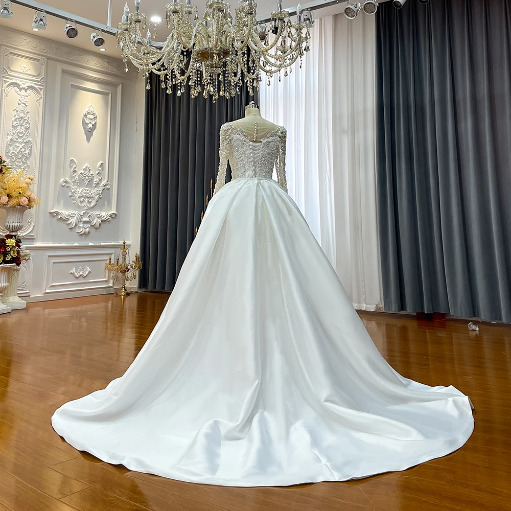 تخصيص NS5011 أماندا فستان الزفاف حورية البحر الساتان مع تنورة قابلة للإزالة #2