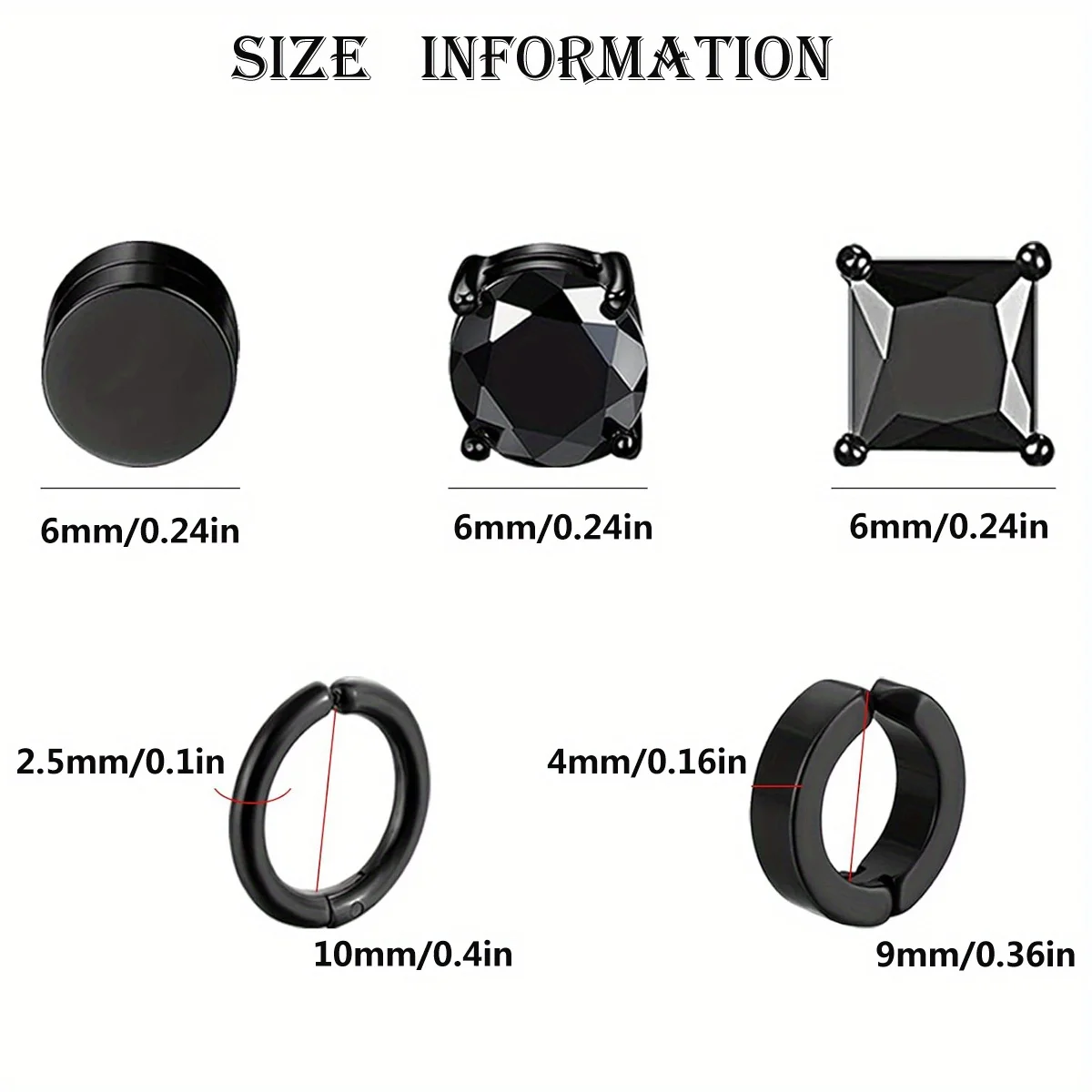 Hypoallergenic Stainless Steel Magnetic Non-piercing Earring Ear Clips Set for Men Easy to Wear No Piercing Required