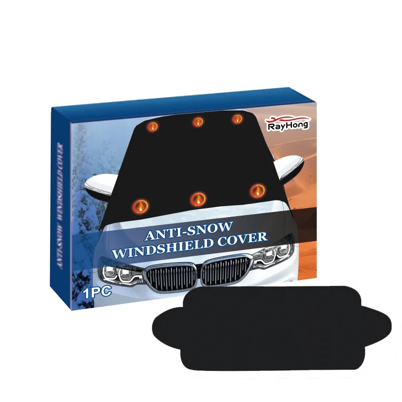 Car Windshield Snow Cover - Waterproof Frostproof for Sedans Hatchbacks, Durable Silver Coated Fabric Foldable Winter Car Access