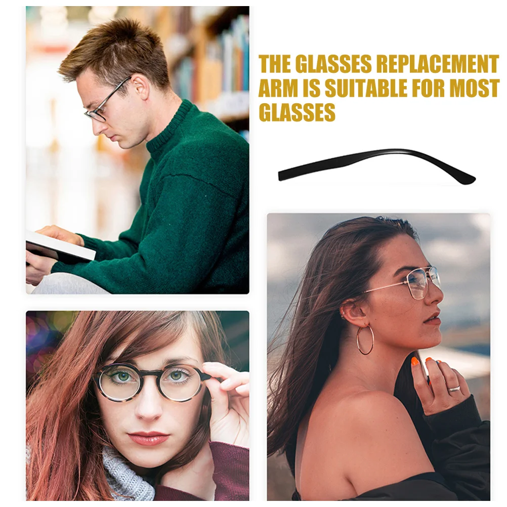 

2Pairs Glasses Arm Replacement Sturdy Tr90 Metal Temples Universal Fit for Eyeglasses Sunglasses Long-Lasting No-Slip