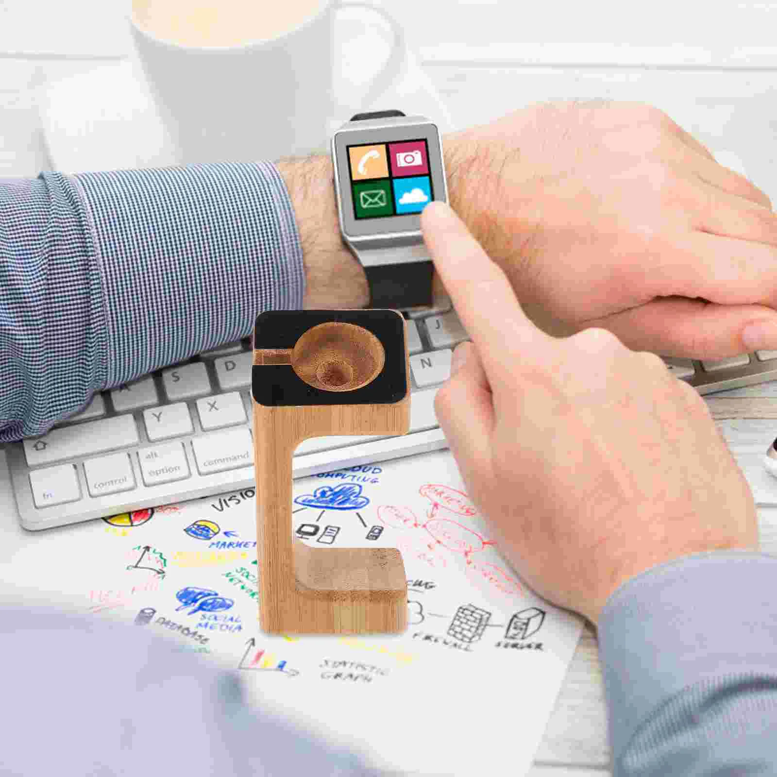 Charging Stand Smart Watch Support Mount Station Intelligent Holder Wooden Bracket