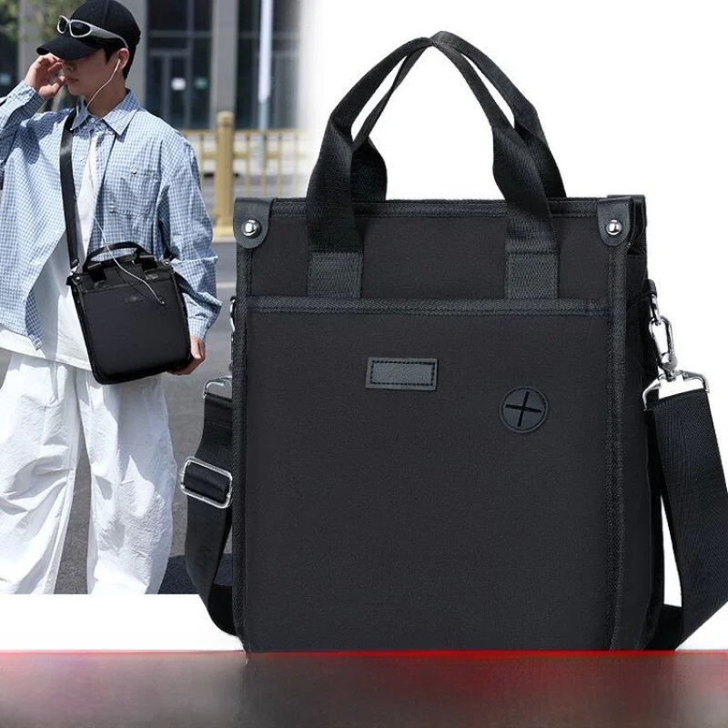 Large Capacity Oxford Cloth Canvas Men's Shoulder Crossbody Bag Laptop Backpack Business Briefcase Handbag Casual Style