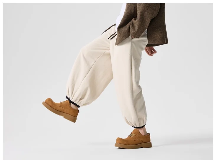 الرجعية حجم كبير الرجال الصوفية سميكة عارضة السراويل فضفاضة تناسب النمط الصيني السراويل الطويلة لخريف شتاء