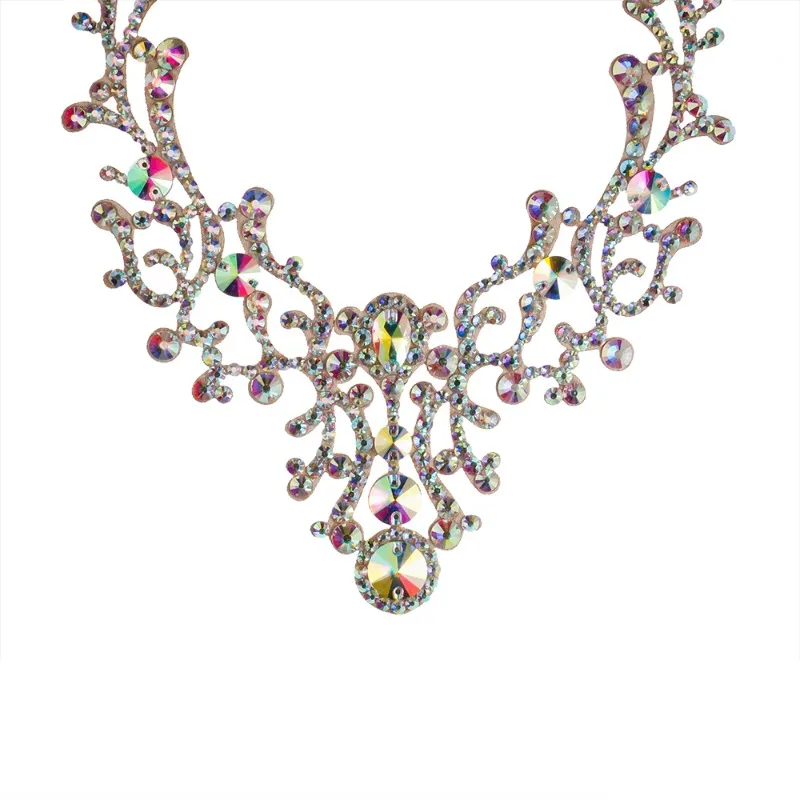 customized belly dance necklace hollow sparkling diamond necklaces versatile performance competition accessories handmade