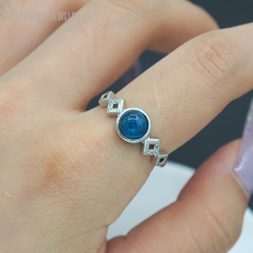 10Pcs Round Coin Shape Circle Wholesale Invisible Setting Semi-precious Stone Apatite Cubic Zirconia Ring RM51363