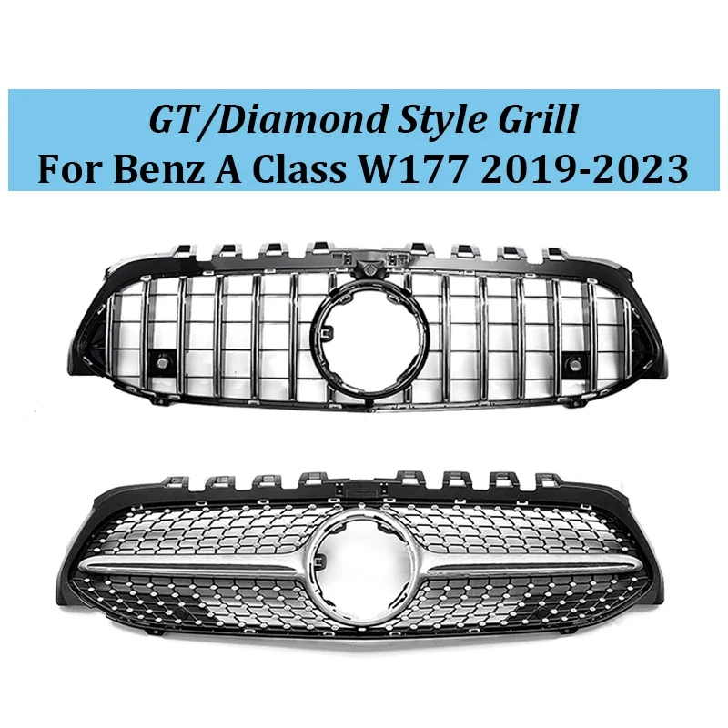

GT Diamond Front Hood Grille Racing Bumper Grill For Mercedes Benz A Class W177 2019-2023 Hood Mesh Grill Body Kit Tuning