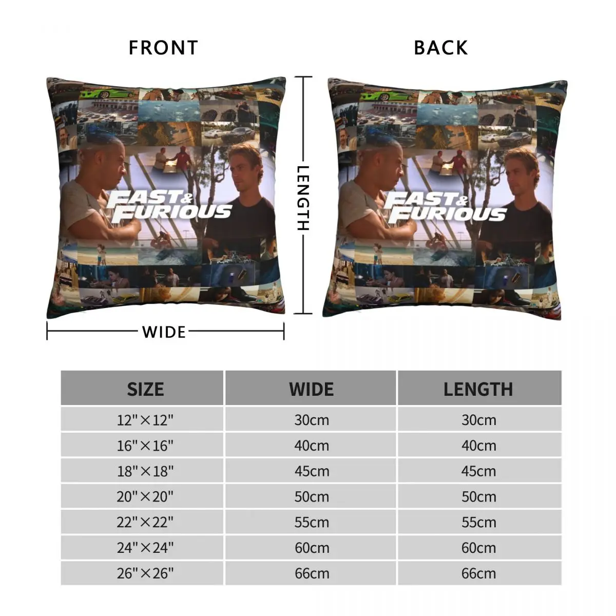 Fast Furious Pillowcase Polyester Linen Velvet Printed Zip Decorative Throw Pillow Case Sofa Cushion Cover