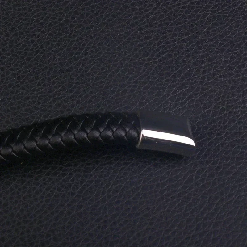 High Quality Hand Braided Leather Stainless Steel Magnetic Buckle Bracelet Men\\\'s Charm Fashion Casual Jewelry Gift