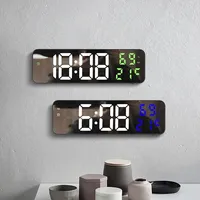 Hot selling electronic alarm clock mirror large screen digital LED pedestal wall clock plug-in version clock for foreign trade