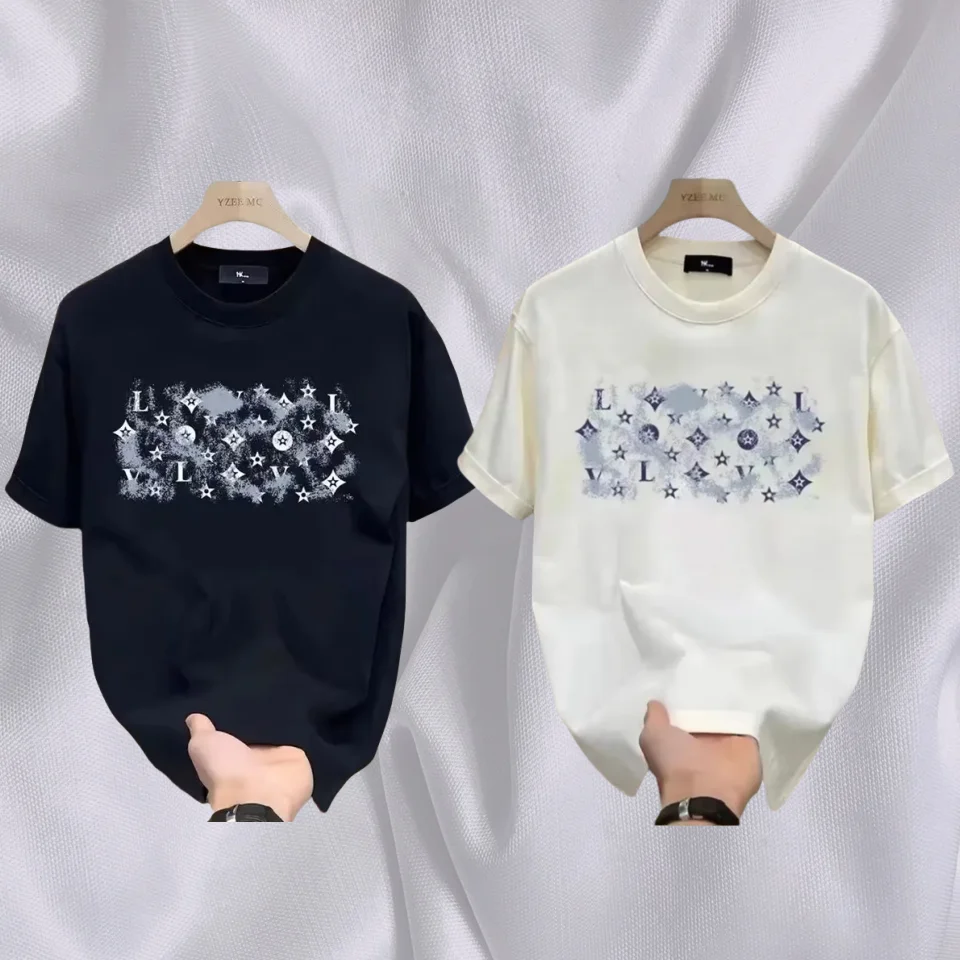 

Summer New Arrivals Men and Women 100_ Cotton T-Shirt Hip-Hop Casual Street Wear Brand Printing Lv Men's Clothing Men's Pajamas