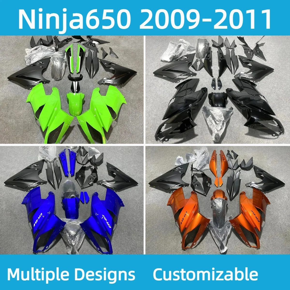 

For Kawasaki Ninja650 2009 2010 2011 Injection Fairing Kit ER6F 09 10 11 ABS Fairings Bodywork Parts Panel Set