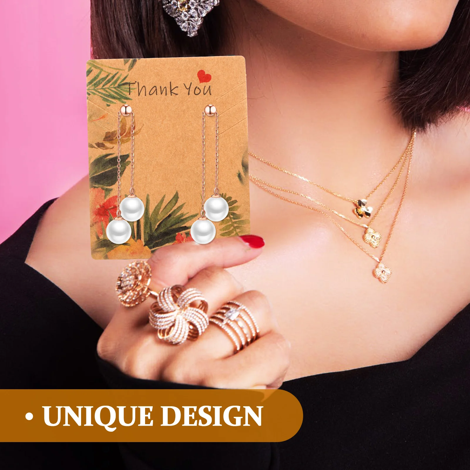 Ensemble de cartes d'emballage de boucles d'oreilles, 100 pièces, présentoir de bijoux, support léger et réutilisable pour le rangement des colliers et des bracelets, cadeaux