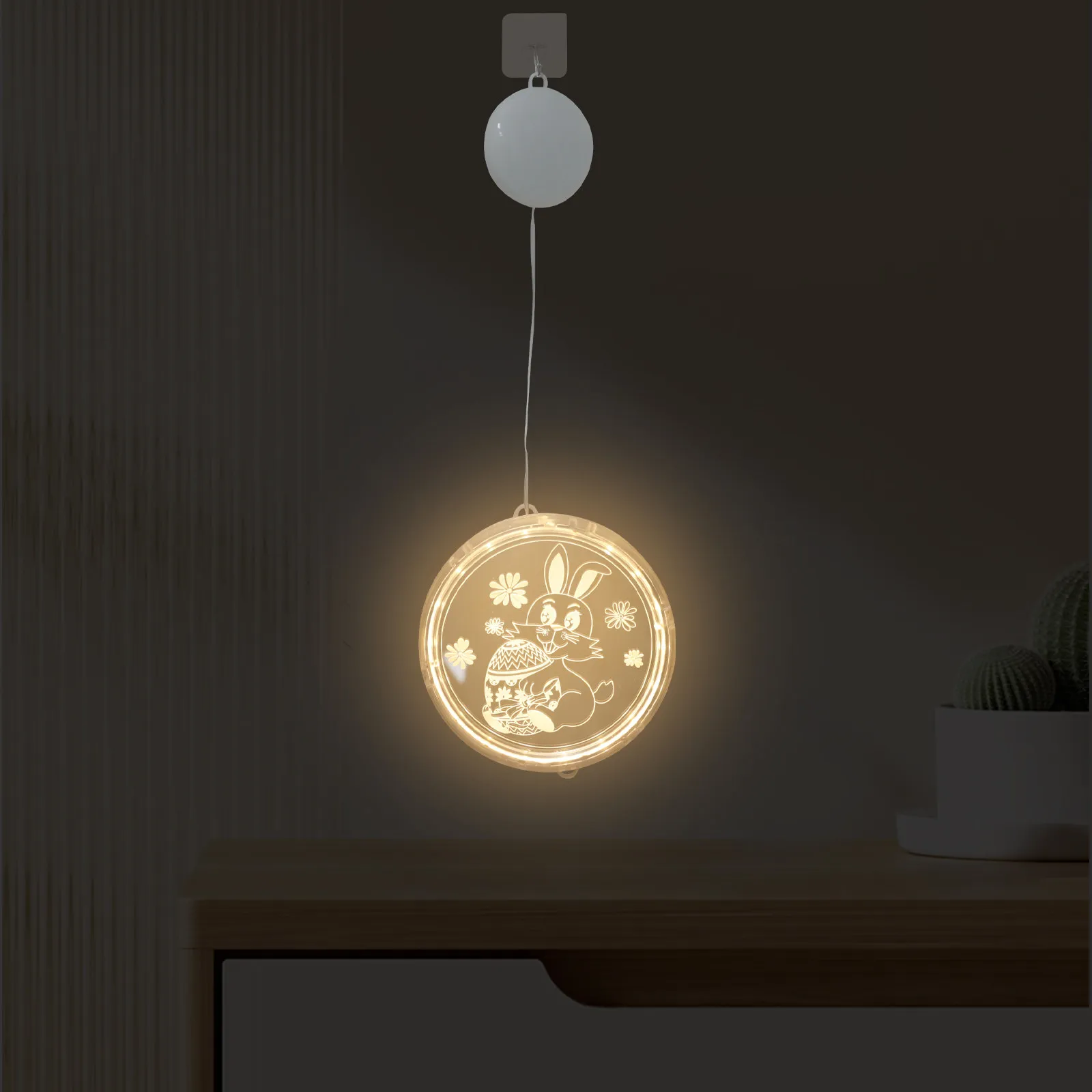 

Пасхальный кролик: светодиодные подвесные светильники для окон, 16 см, мягкий ночник, декор для патио и спальни, светодиодный светильник-кролик для окна