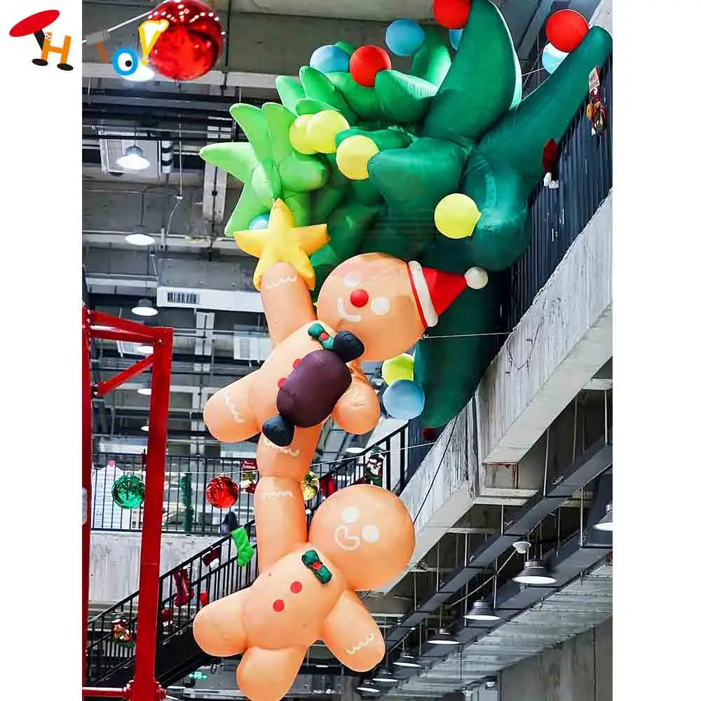 Fast Shipping Giant Inflatable Gingerbread Cartoon Falling From Christmas Tree Shopping Mall Decoration Inflatables Model