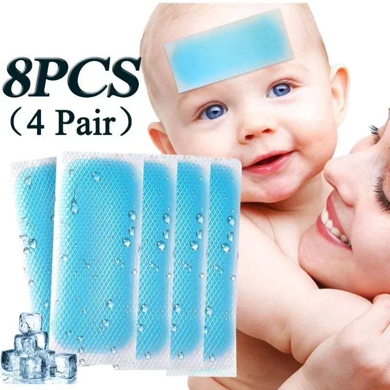 8/2PCS Ice Cooling Patch for Fever Discomfort Forehead Strips Fever Relief Headache Pain for Baby Kids Adults Cooling Sticker