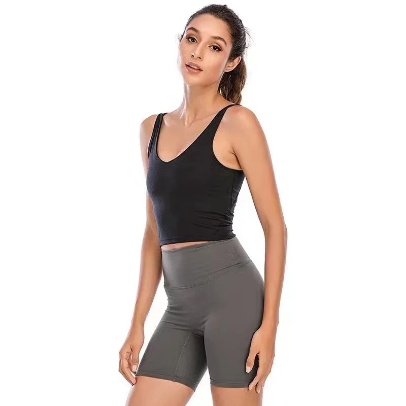 Ropa de Yoga de nailon para mujer, Sujetador deportivo ajustado desnudo, ropa interior de belleza para Fitness, chaleco, 2024