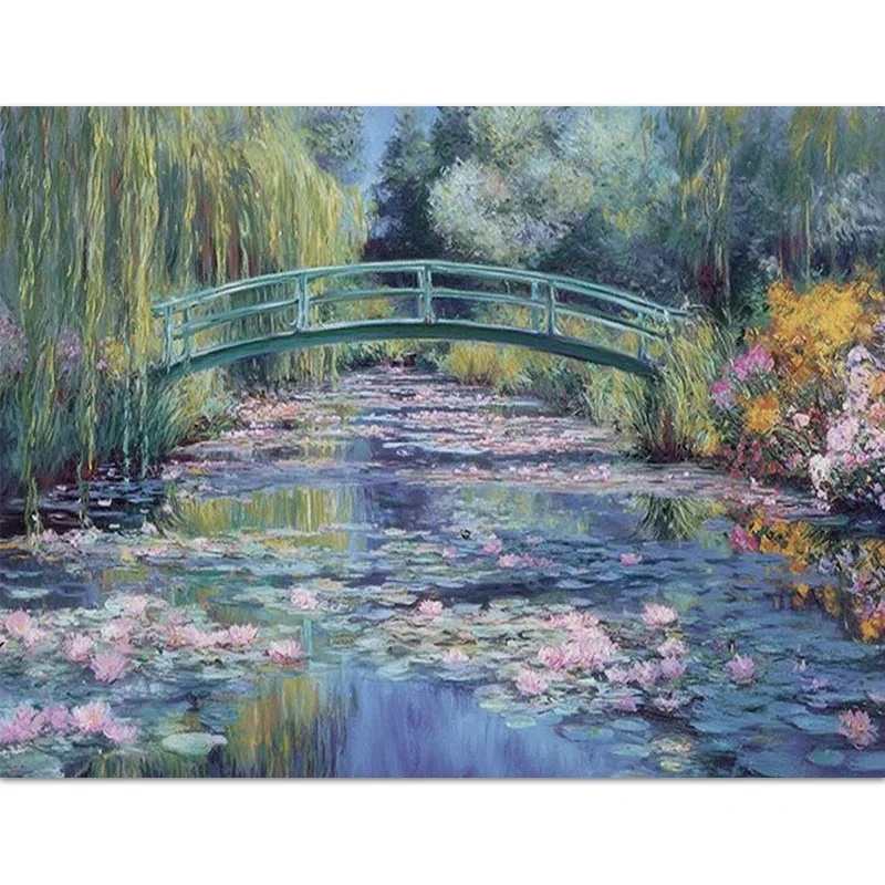 Diamond Painting Lily Pond & Green Bridge Diamond Mosaic Handmade Art Exquisite Creative Gift Home Decoration