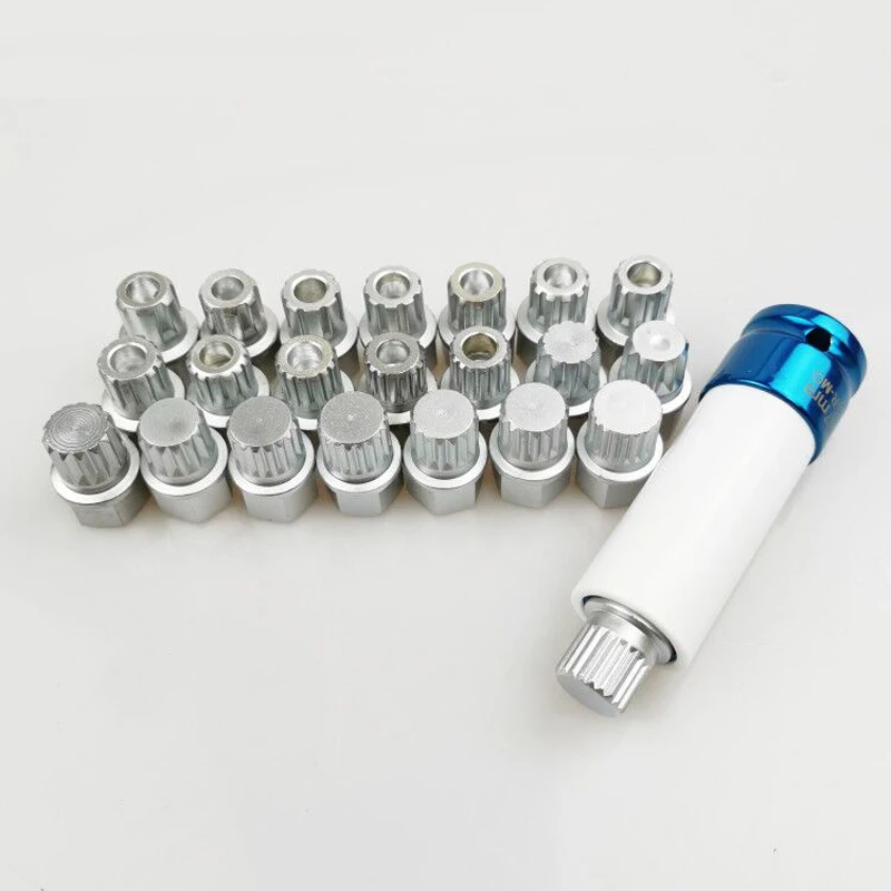 23Pcs Wheel Lock Lugnut Anti-theft Screw Sleeve Lug Nut Removal Key Socket For Volkswagen AUDI 1/2 inch (12.7mm) Socket Adapter