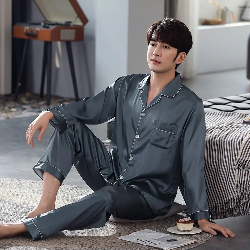 

Men's Long Sleeve Trousers Spring and Summer Solid Color Loungewear Set