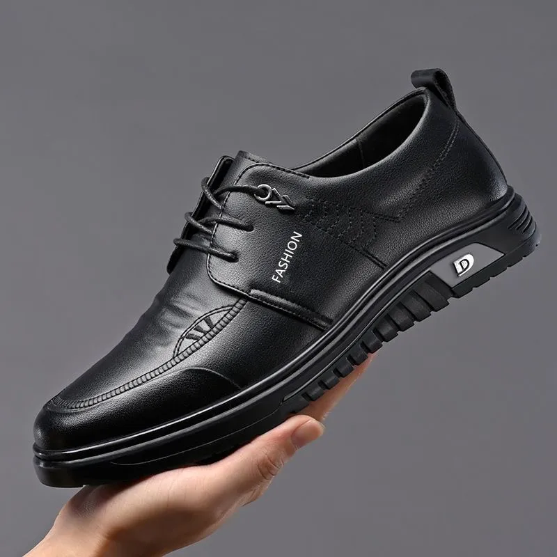 Nova altura crescente negócios casuais homens confortáveis sapatos de couro tendência versátil moda sapatos de couro sola macia superfície