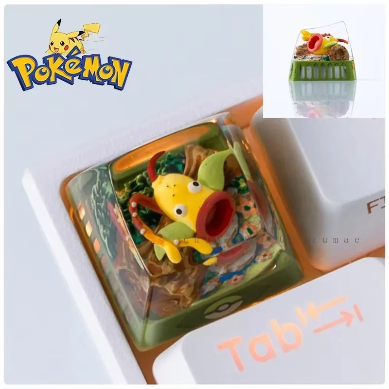 Japan Anime Pokemon Custom Resin Micro Transparent KeyCap Weepinbell Keycaps Mechanical Creative Computer Keyboard Cap Cute Gift