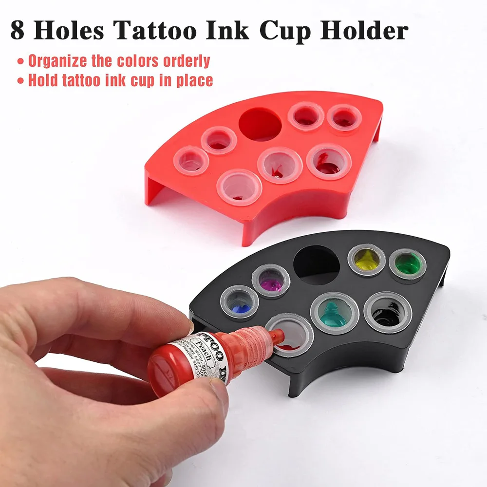 Soporte para taza de tinta de tatuaje, contenedor de pigmento, suministros de maquillaje, herramienta de tatuaje, accesorios de tatuaje, 8 agujeros