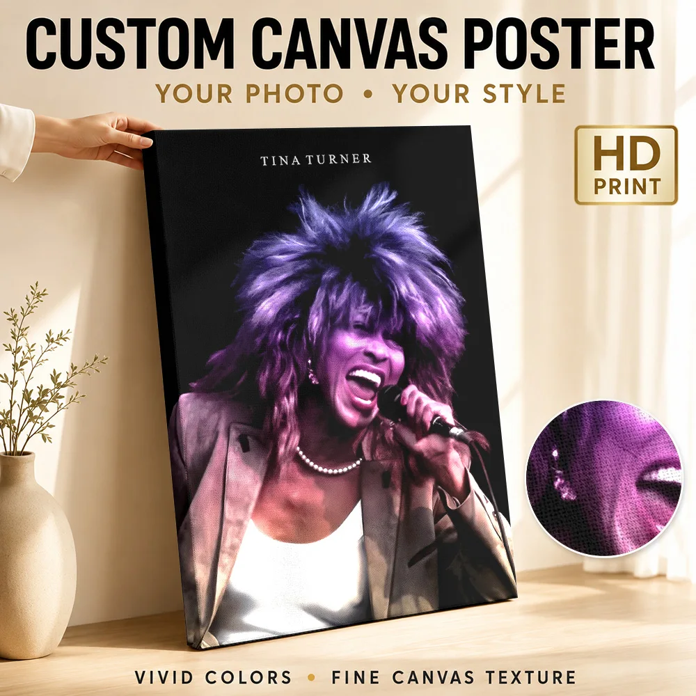 Tina Turner Portrait Canvas Poster Personalized Photo Modern Graphic Composition Wall Art For Music Corner, Concert Fan Gift