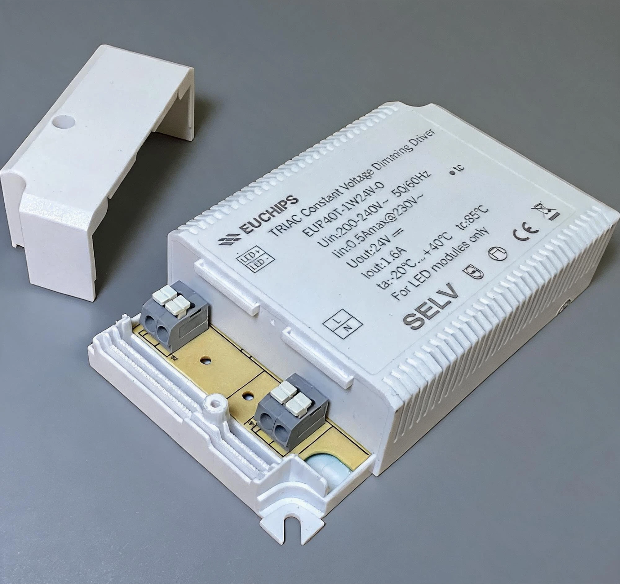 40W 24VDC Phase‑cut Dimmable CV LED Driver EUP40T‑1W24V‑0 Triac ELV Dimming 220V‑to‑24VDC Transformer For LED Strips