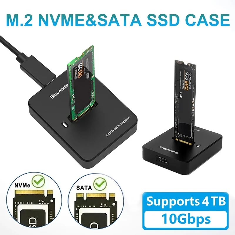 M.2 NVME SATA SSD Docking Station Base External SSD Hard Disk Enclosure 10Gbps Online Reading Writing Speed SSD Case Accessories