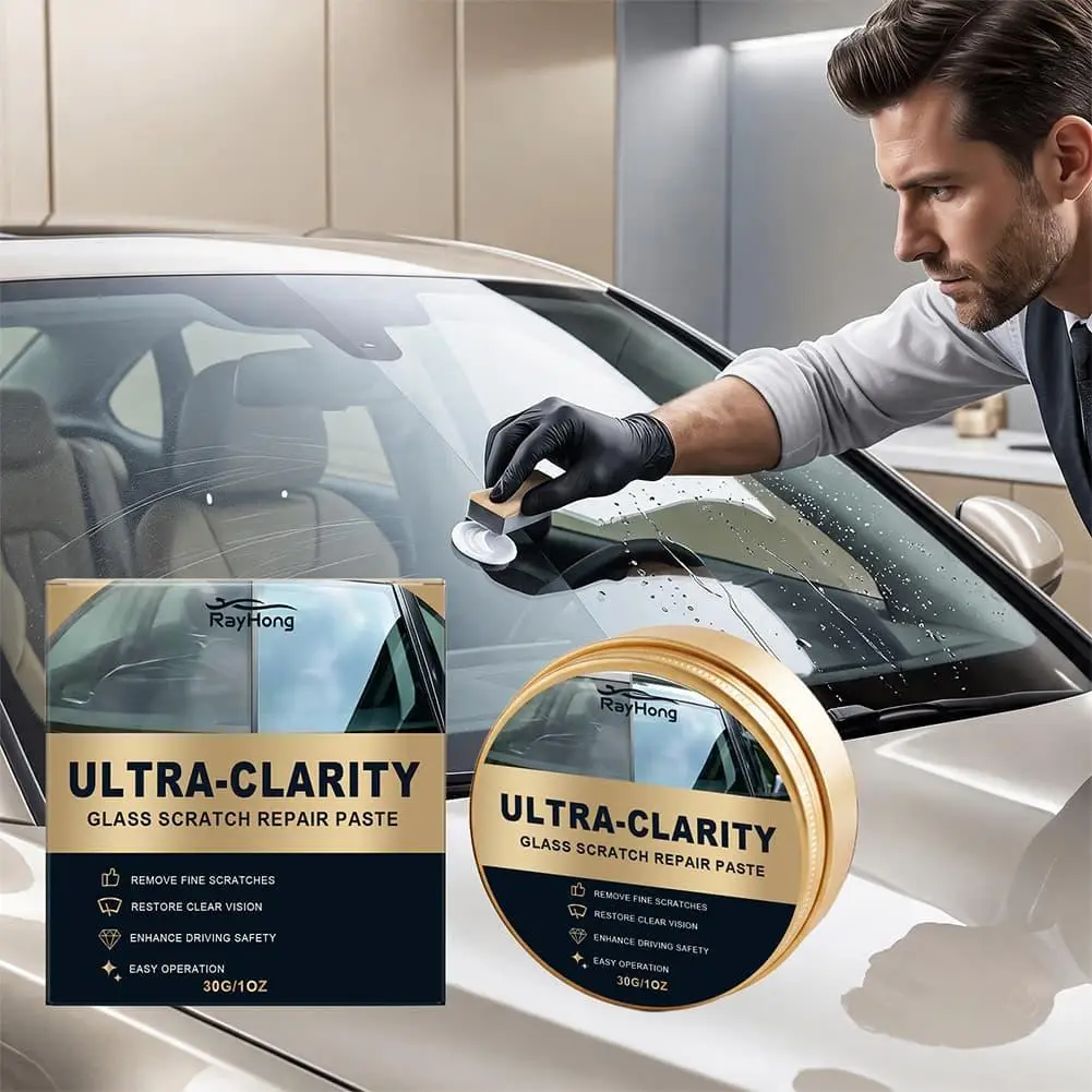 Car Windshield Glass Scratch Repair Paste Ultra Clarity Polishing Cream Erase Fine Marks Improve Driving Sight Auto Care ﻿
