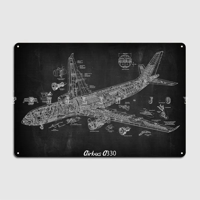 Airbus A330 Poster Metal Plaque Cinema Garage Wall Plaque Club Bar Decoration Tin Sign Posters