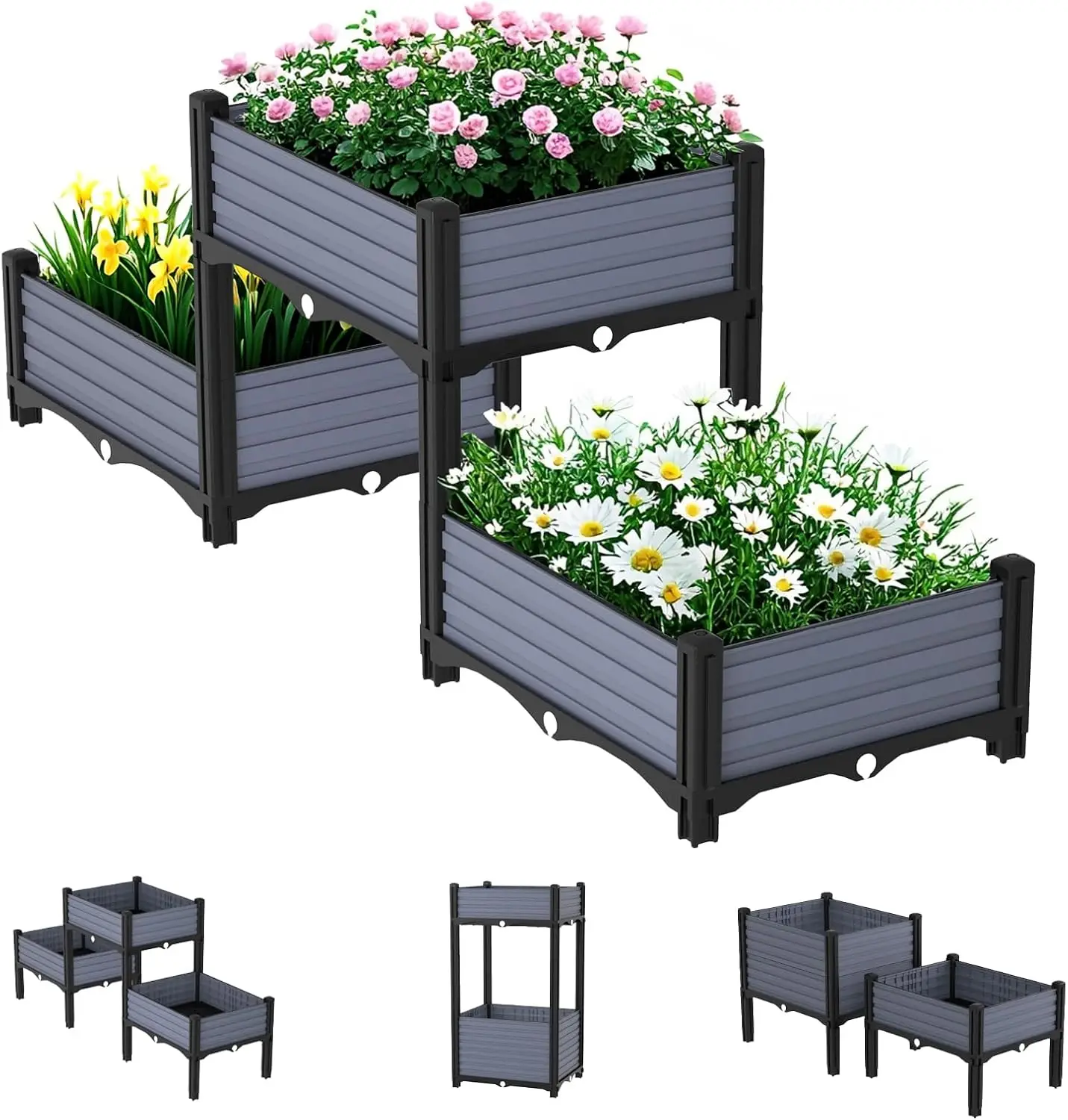 

Грядка-клумба с усиленными опорными стержнями, дренажной решеткой, многофункциональными комбинациями для выращивания овощей и цветов