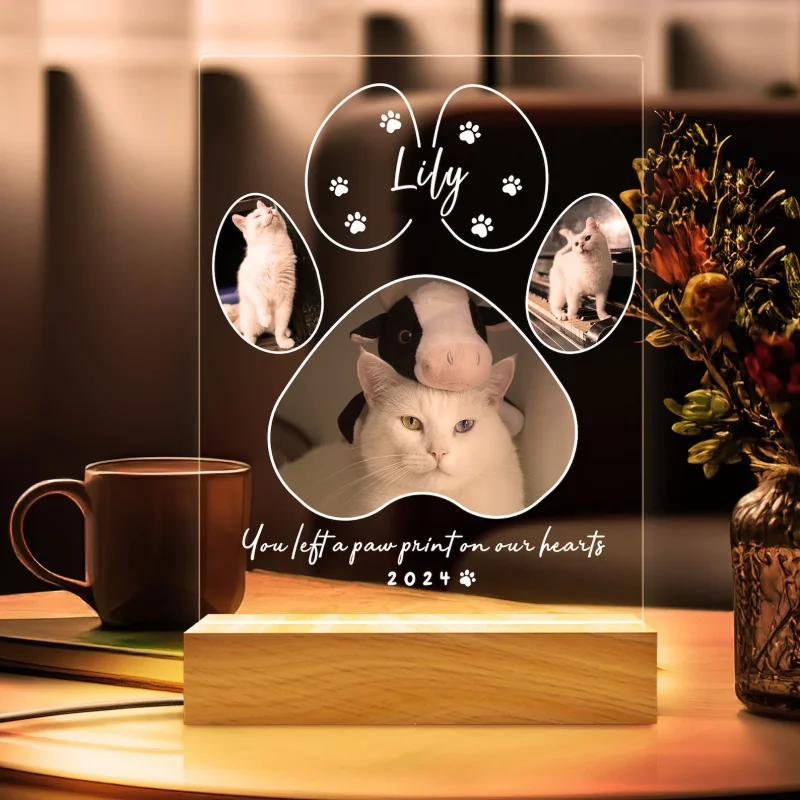 

Personalized Memorial Cute Pet Picture Board Acrylic Wooden Stand Night Light Custom LED Photo Frame Plaque Commemorate Gift ﻿