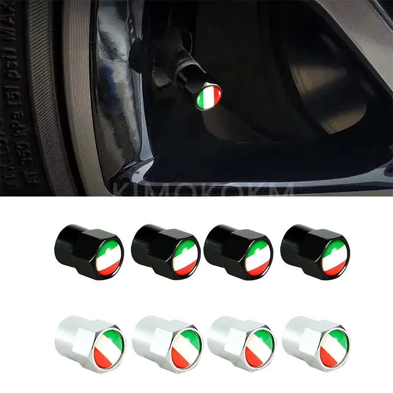 4Pcs/Set Italy National Flag Car Tire Valve Caps Wheel Tires Tire Stem Air Cap Airtight Covers For Fiat spider 500 ABARTH Albea