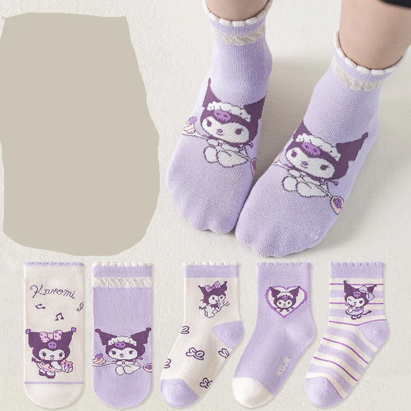 5 قطع من جوارب كورومي النسخة الكورية الجديدة نمط الرسوم المتحركة قصيرة نسائية بسيطة ومريحة #5