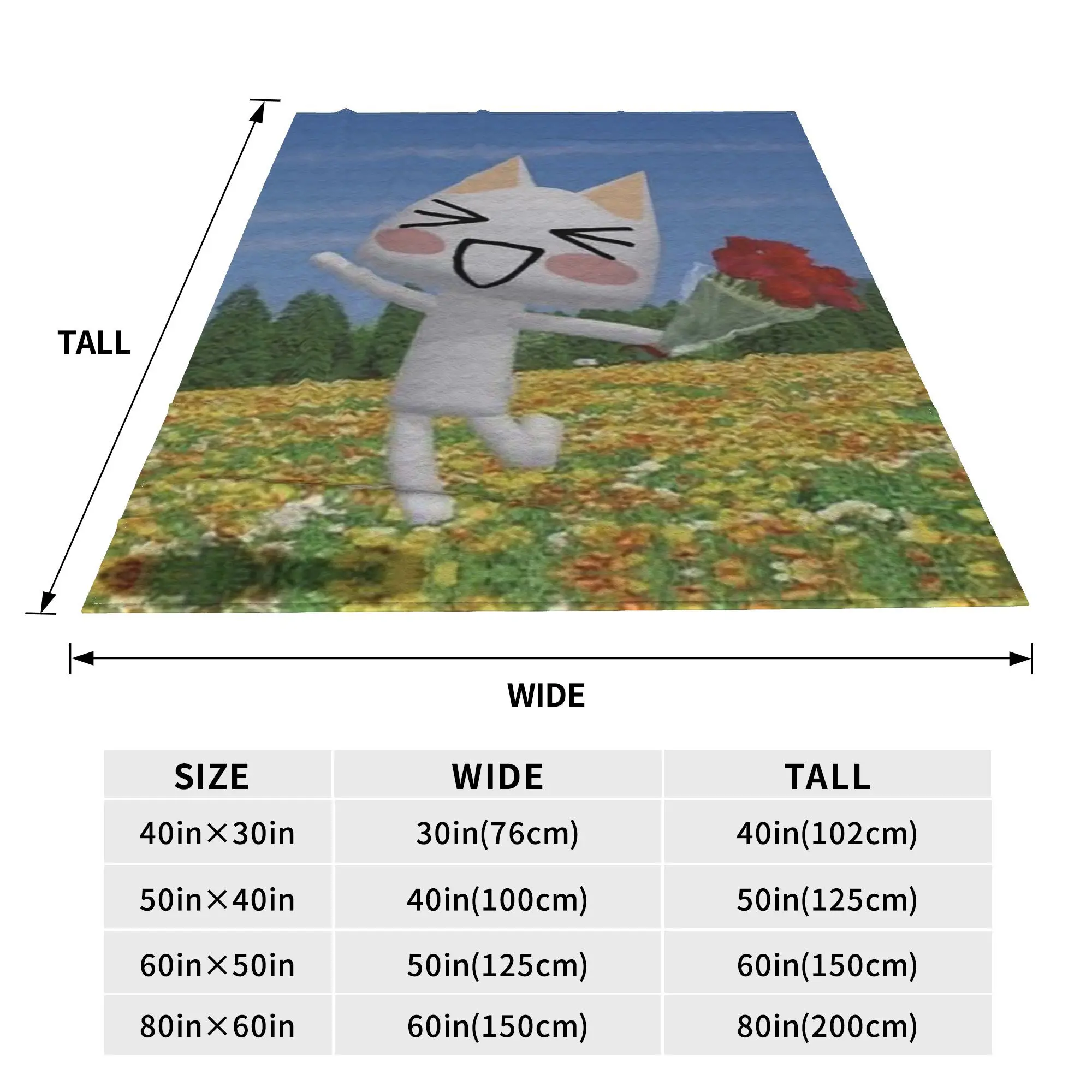Toro Inoue Cat Cartoon Animation Blankets Portable Fleece Sofa Throw Blanket for Home Bedroom Outdoor Throws Bedspread Quilt