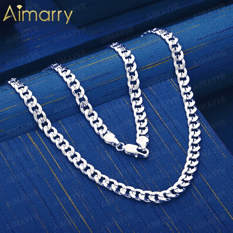 925 Sterling Silver 7mm Simple Glossy Necklace 20-24 Inches Unisex Party Banquet Engagement Wedding Fashion Jewelry