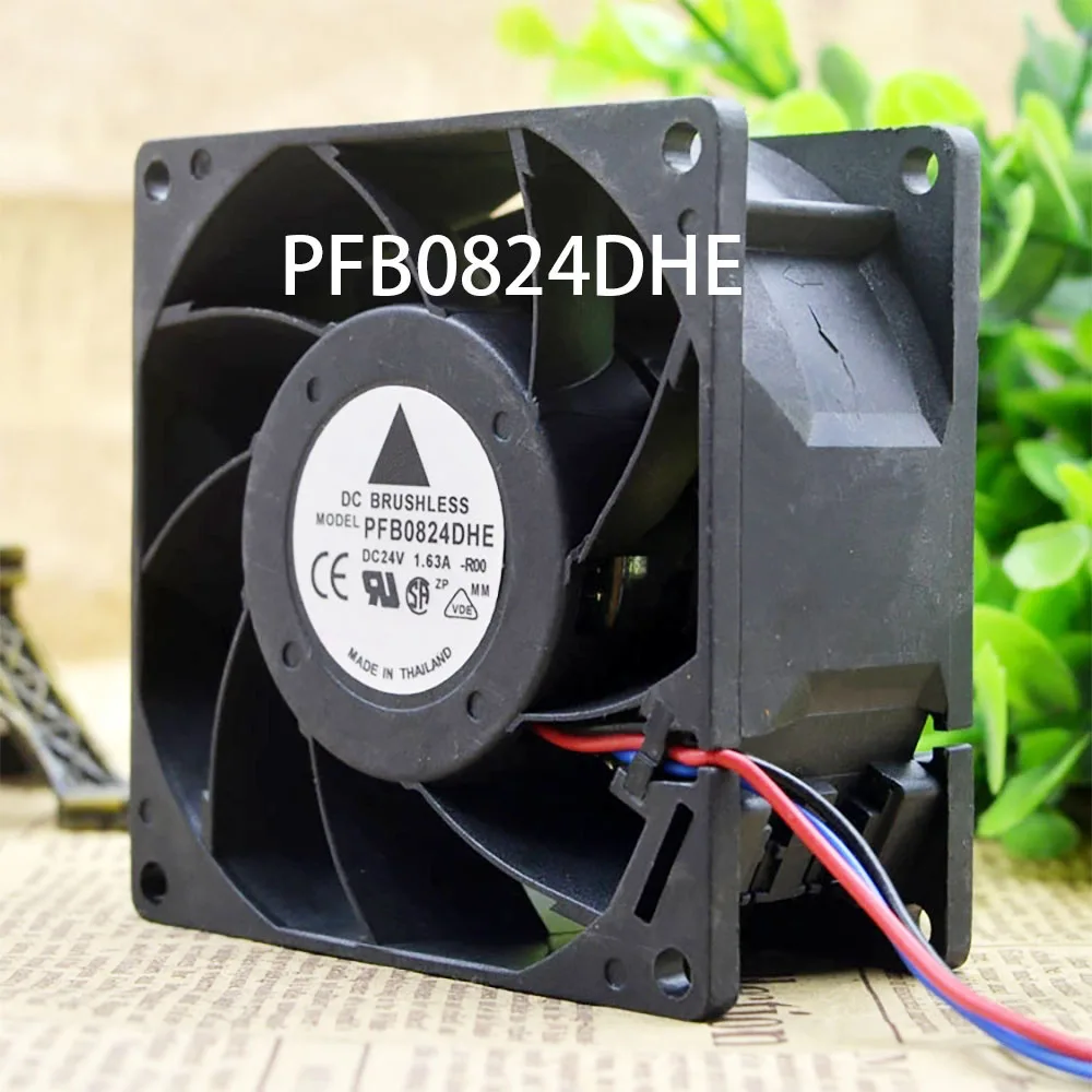 high air volume PFB0824DHE 24VDC 1.63A 80*80*38mm 3-wire Silent Cabinet Cooling Fan Fast Shipping
